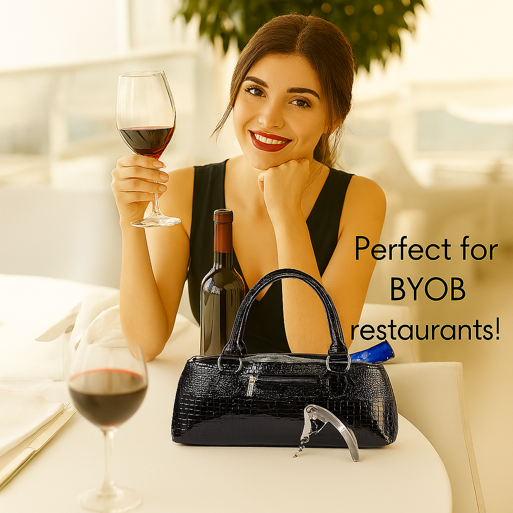 Insulated Wine Clutch Black croc