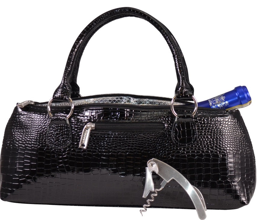 Insulated Wine Clutch Black croc