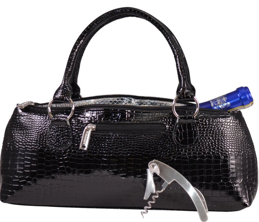Insulated Wine Clutch Black croc
