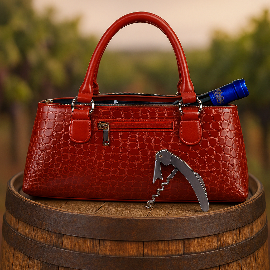 Insulated Wine Clutch Red Croc