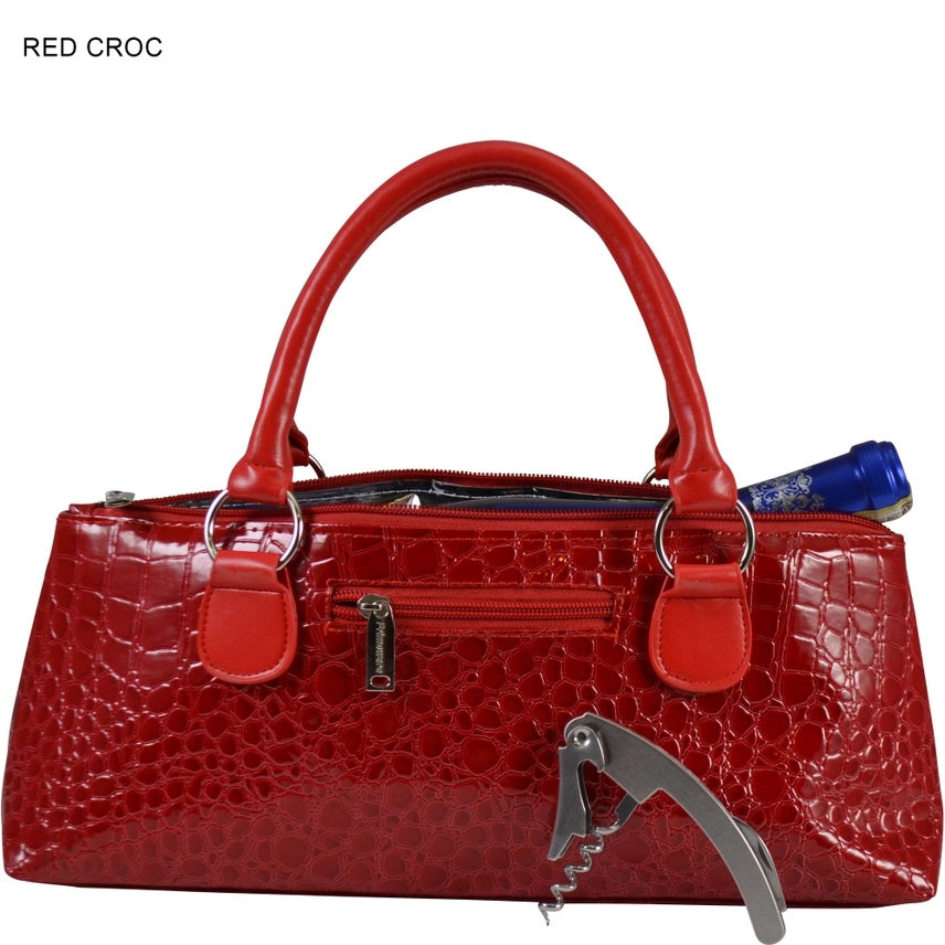Insulated Wine Clutch Red Croc