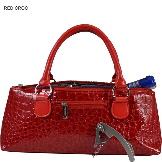 Insulated Wine Clutch Red Croc