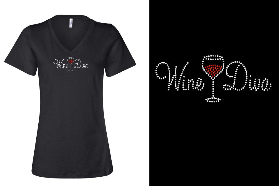 Rhinestone Diva Short Sleeve V-Neck Shirt