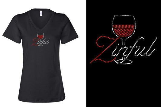 Rhinestone Short Sleeve V-Neck Zinful Ready to ship